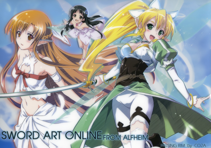 asuna, leafa, yui, and titania (sword art online) drawn by komatsu_eiji