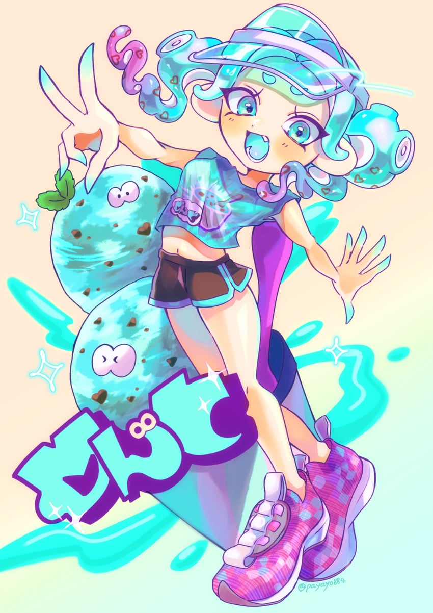 octoling player character, octoling girl, and jellyfish (splatoon and 1 more) drawn by payayo884