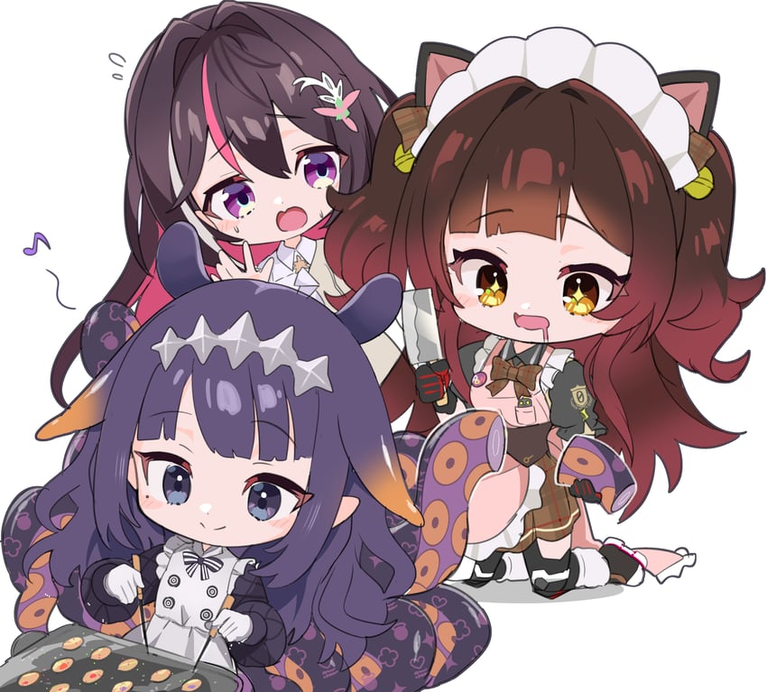 ninomae ina'nis, roboco-san, and azki (hololive and 1 more) drawn by satobitob