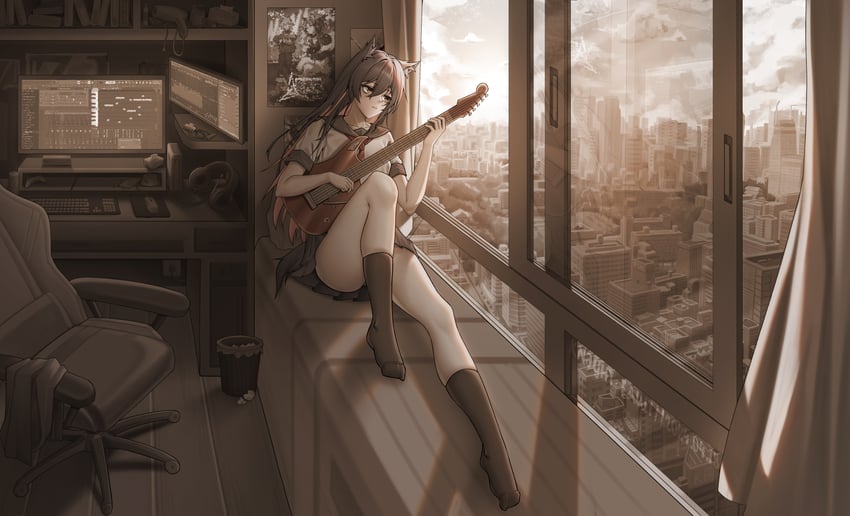 texas (arknights and 1 more) drawn by knight_fault