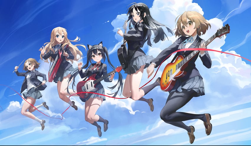 akiyama mio, nakano azusa, hirasawa yui, tainaka ritsu, and kotobuki tsumugi (k-on!) drawn by ttk_(kirinottk)
