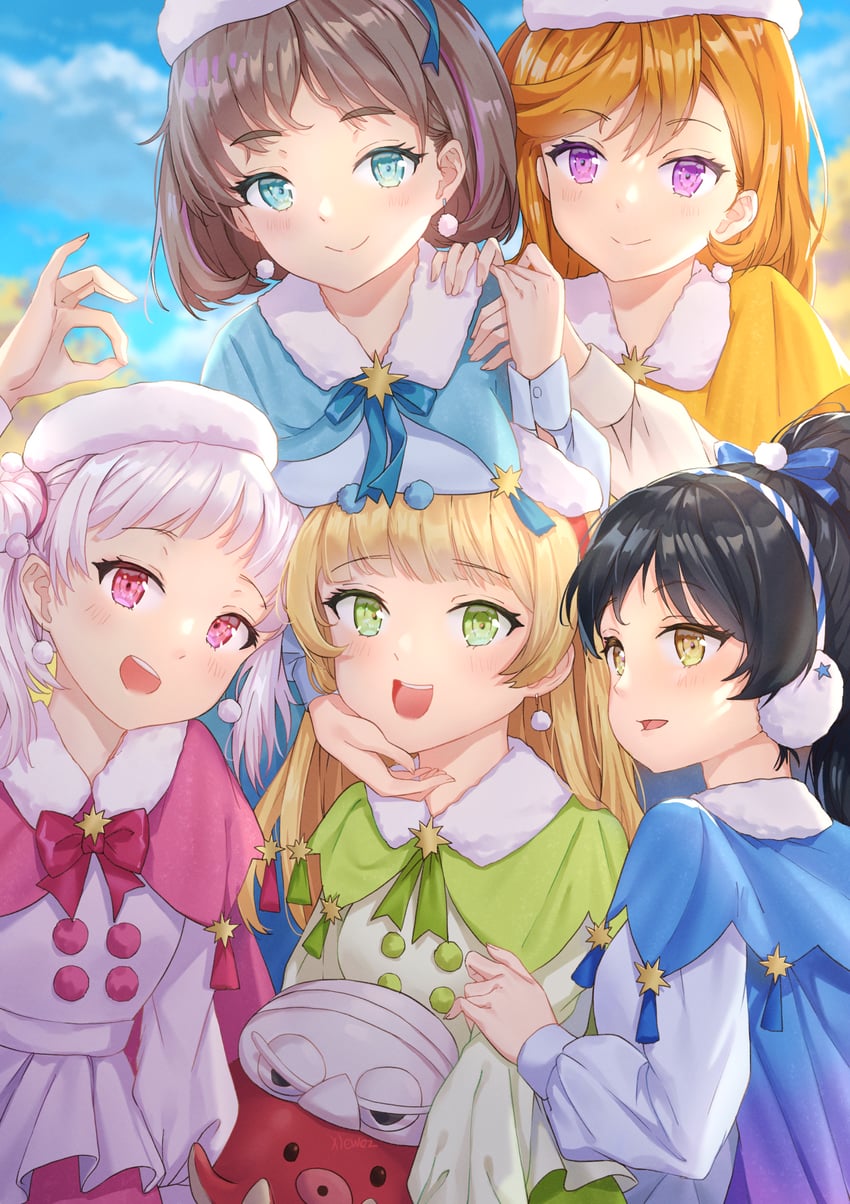 shibuya kanon, heanna sumire, tang keke, arashi chisato, and hazuki ren (love live! and 1 more) drawn by xlewez