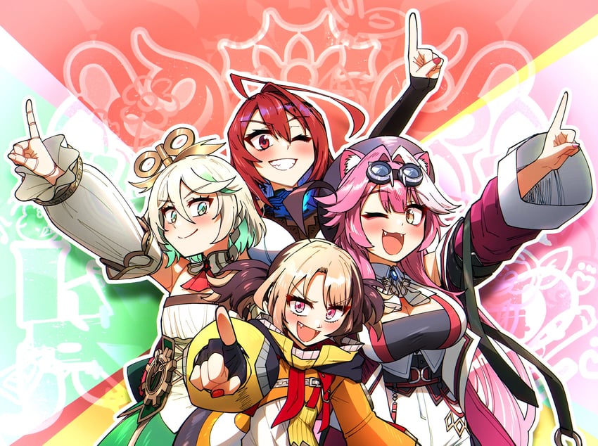 raora panthera, gigi murin, cecilia immergreen, and elizabeth rose bloodflame (hololive and 1 more) drawn by ddolbang