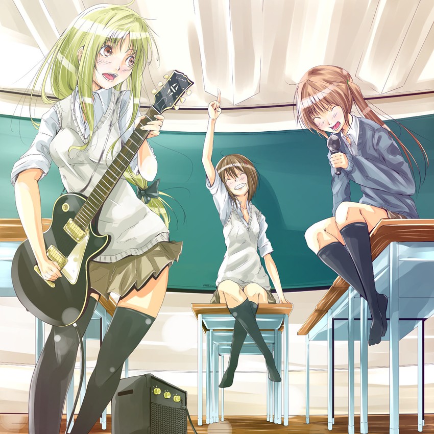 fate testarossa, takamachi nanoha, and yagami hayate (lyrical nanoha and 3 more) drawn by hiroaki_(huruhonya)