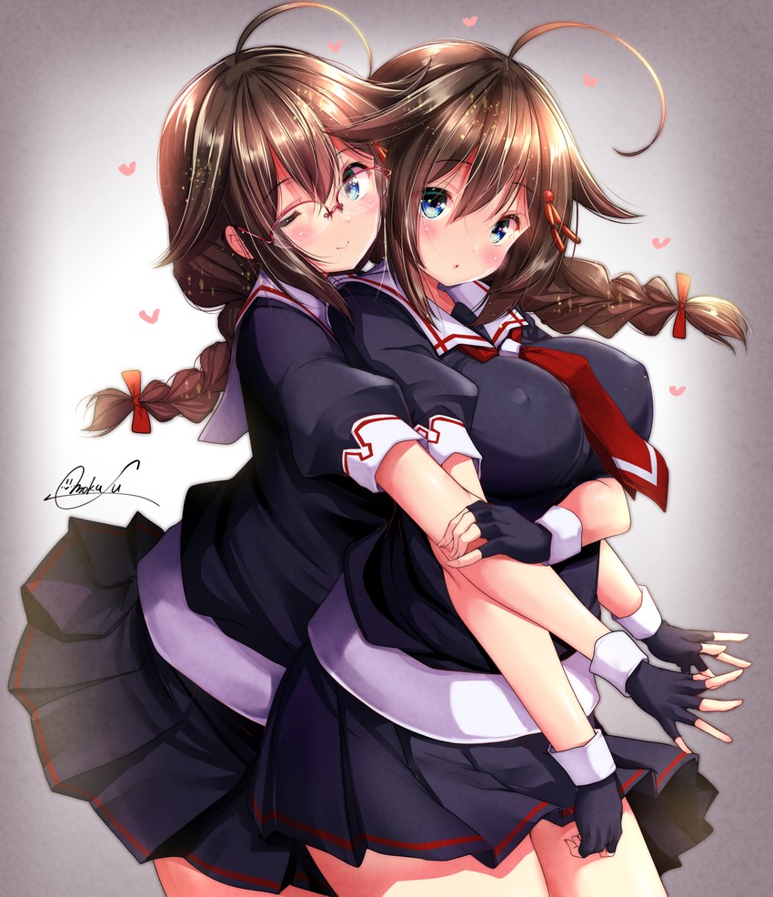 shigure and shigure kai ni (kantai collection) drawn by mokufuu