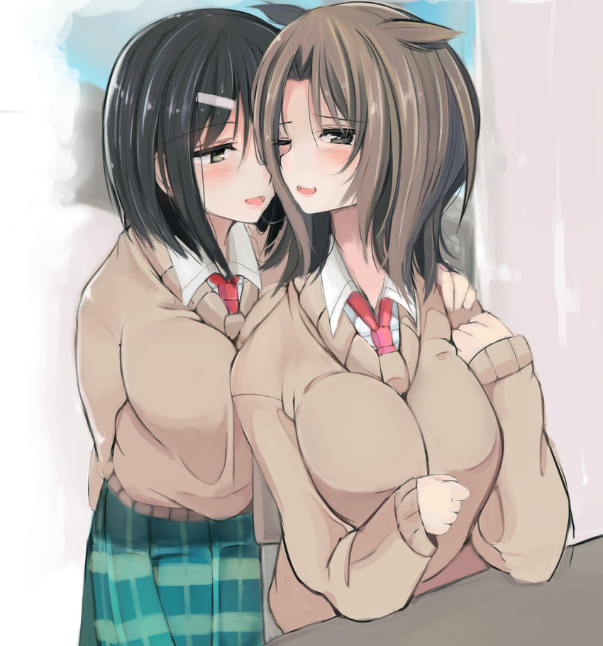 ikeno kaede and iizuka yuzu (sakura trick) drawn by rokuromi