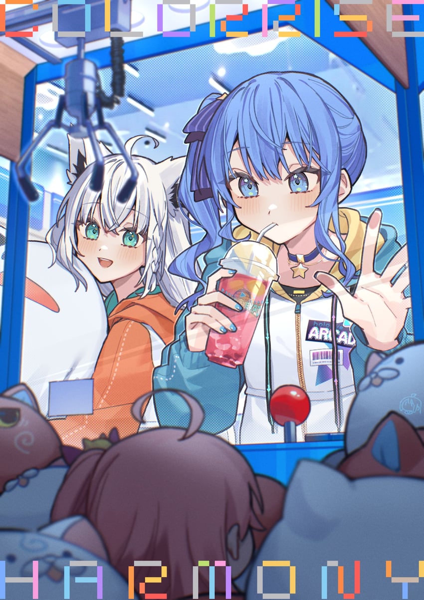 shirakami fubuki, hoshimachi suisei, sakura miko, 35p, kintoki, and 1 more (hololive) drawn by tsukino_(nakajimaseiki)