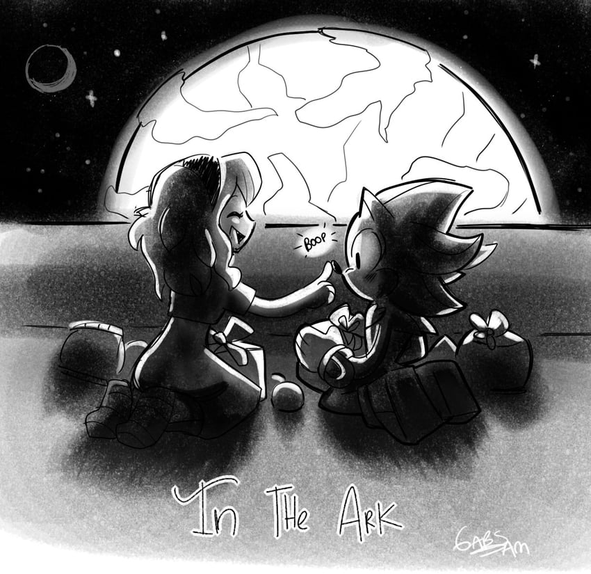 shadow the hedgehog and maria robotnik (sonic) drawn by gabs_sam