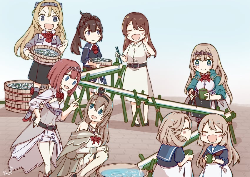 female admiral, warspite, jervis, ark royal, nelson, and 3 more (kantai collection) drawn by ane_hoshimaru