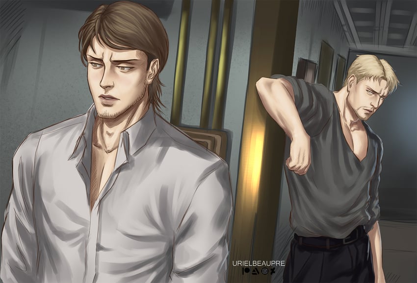 reiner braun and jean kirstein (shingeki no kyojin) drawn by urielbeaupre15