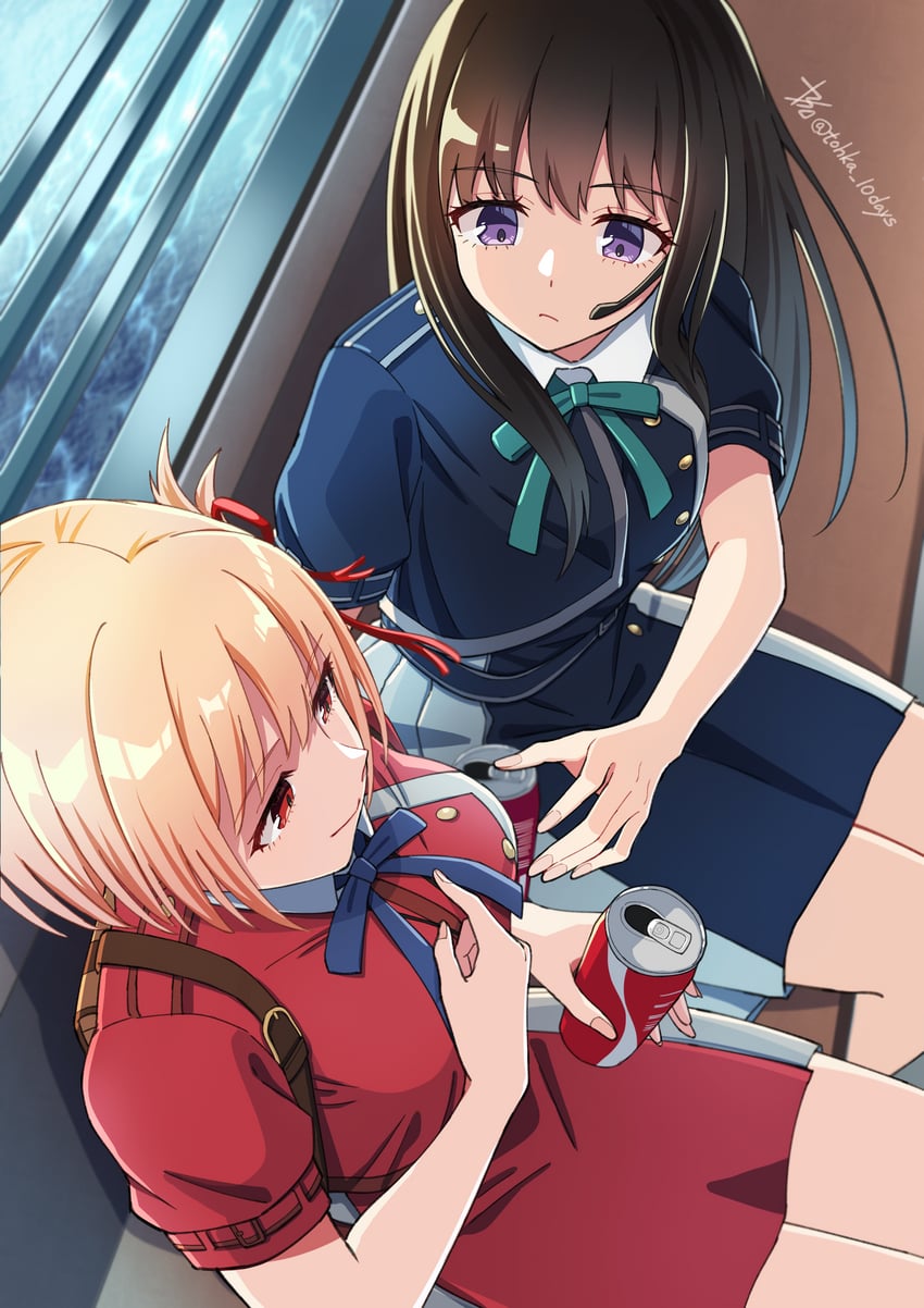 nishikigi chisato and inoue takina (lycoris recoil and 1 more) drawn by tohka_10days