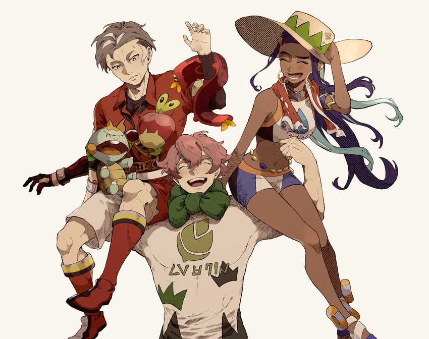 nessa, applin, kabu, milo, sizzlipede, and 1 more (pokemon and 1 more) drawn by cyabin66
