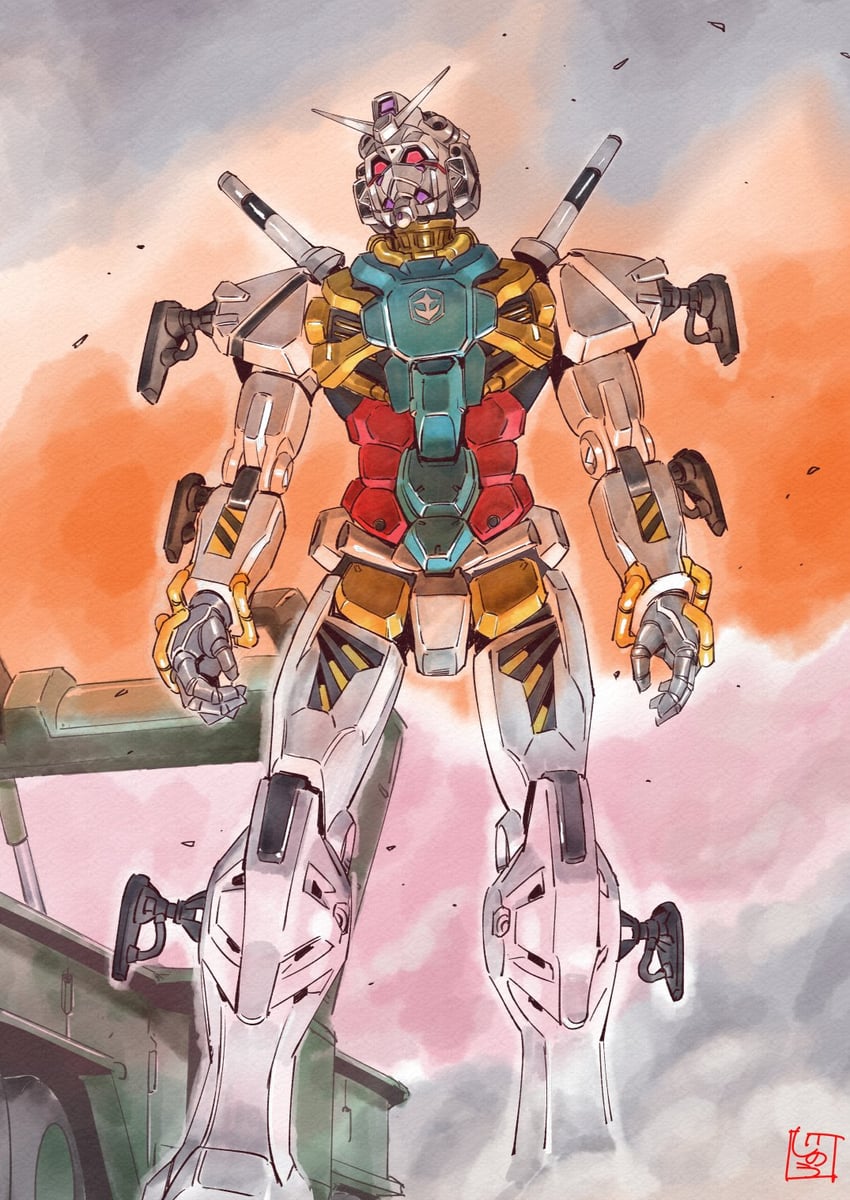 white gundam (gundam and 2 more) drawn by jinou_rakugaki