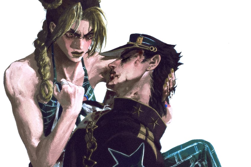kujo jotaro and kujo jolyne (jojo no kimyou na bouken and 1 more) drawn by yangdianzhang