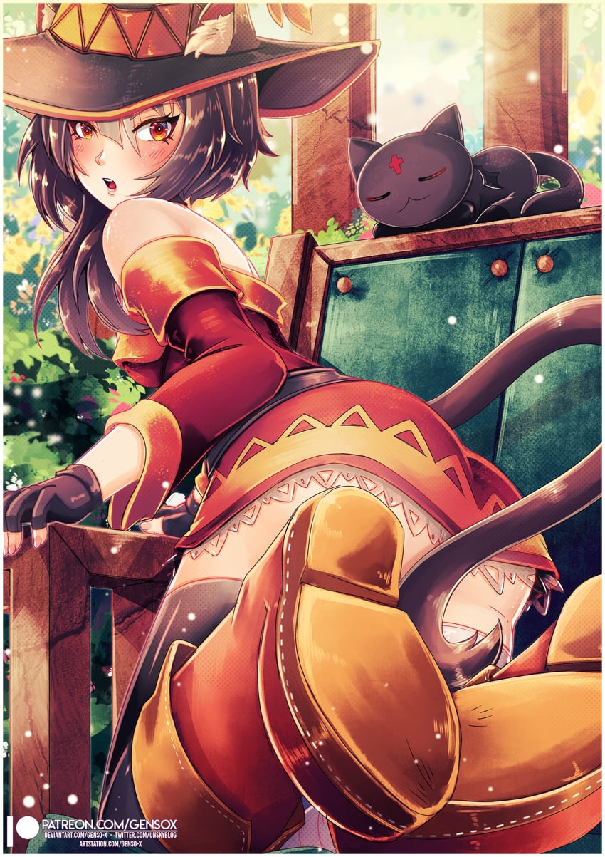 megumin and chomusuke (kono subarashii sekai ni shukufuku wo!) drawn by gensox