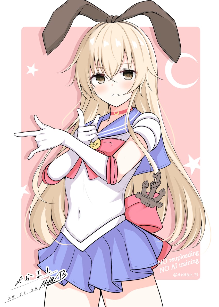 shimakaze and sailor moon (kantai collection and 1 more) drawn by abataa