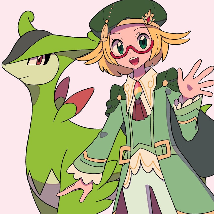 virizion and bianca (pokemon and 1 more) drawn by tyako_089