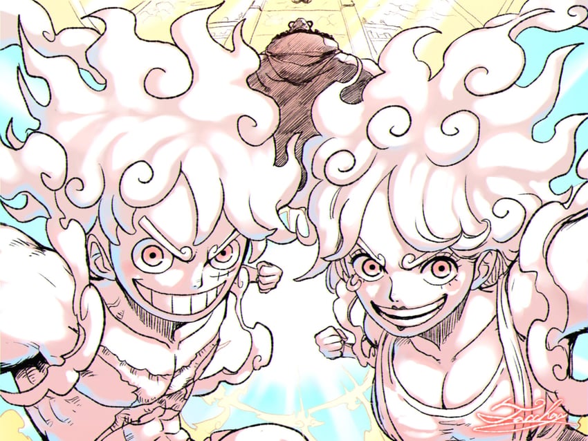 monkey d. luffy, jewelry bonney, and bartholomew kuma (one piece) drawn by tacchan56110