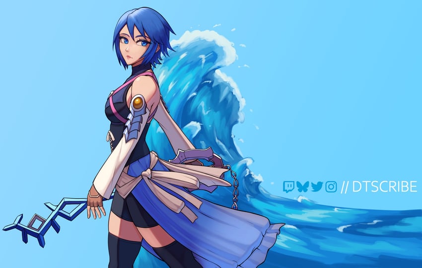 aqua (kingdom hearts and 1 more) drawn by dtscribe