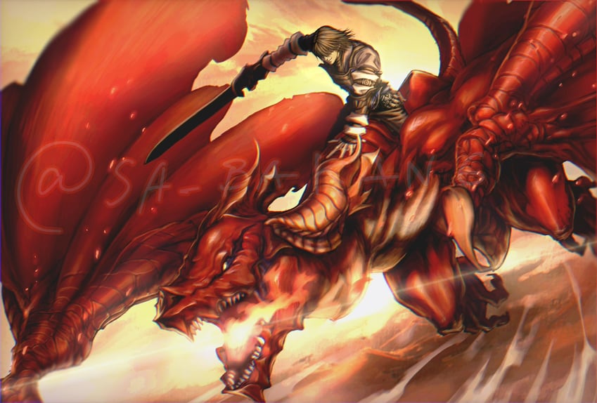 caim and angel (drag-on dragoon and 1 more) drawn by sa_bakan6