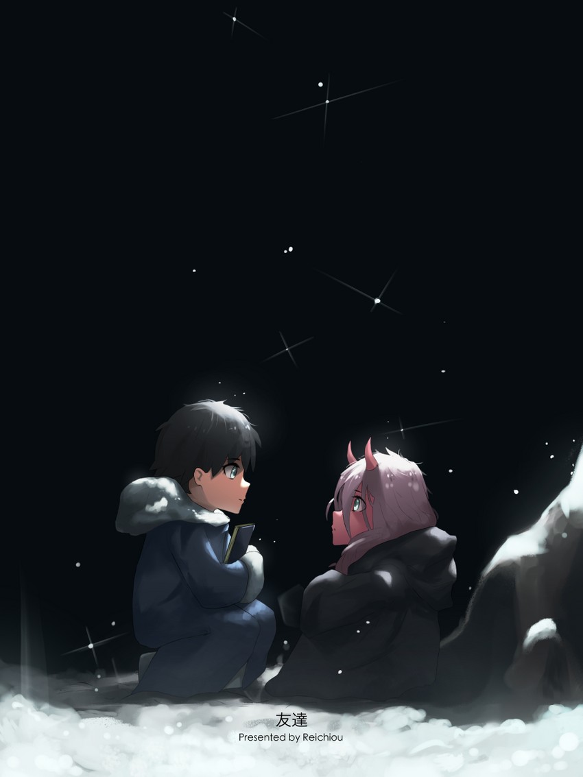 zero two and hiro (darling in the franxx) drawn by reichiou