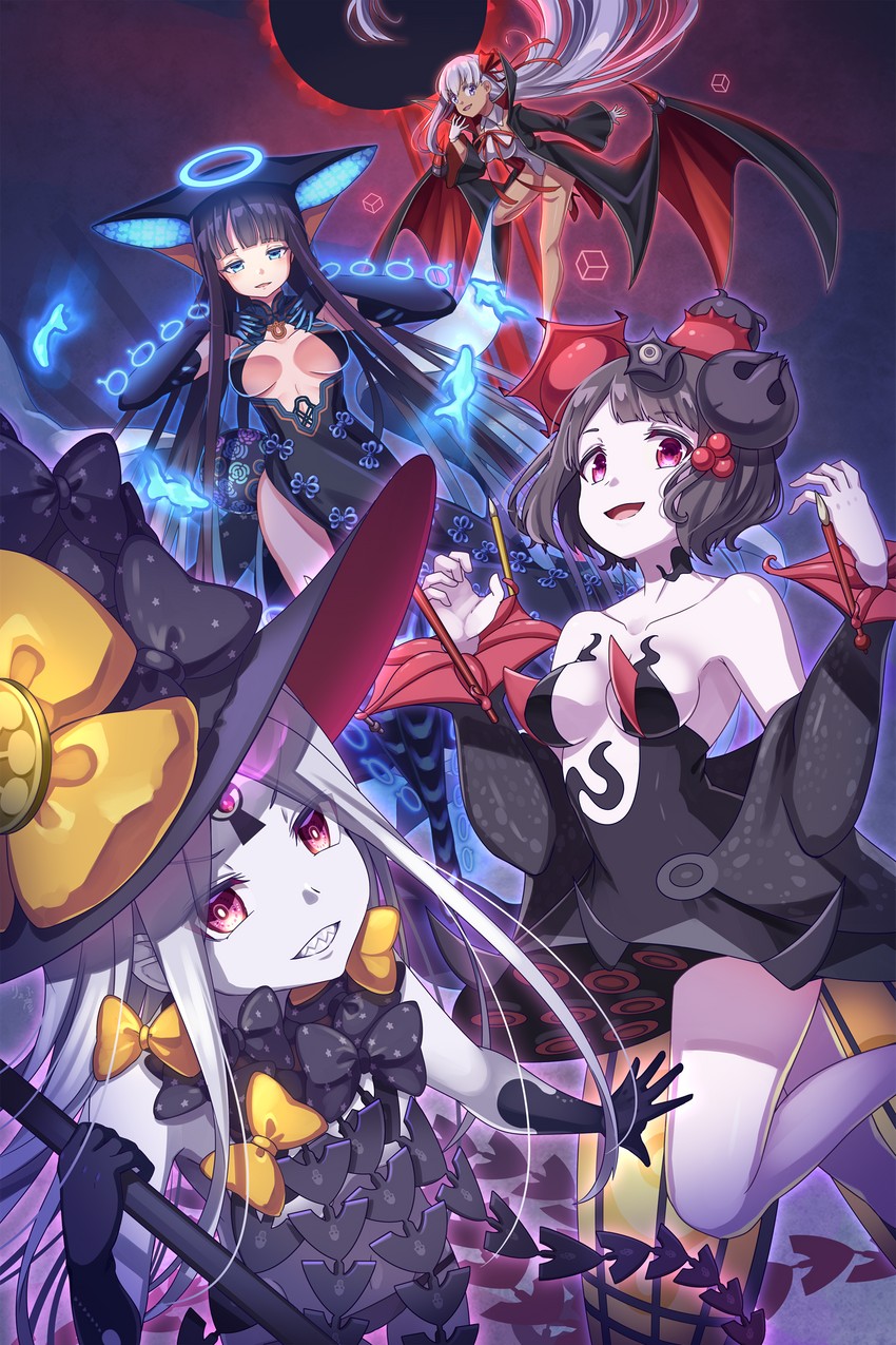 abigail williams, bb, katsushika hokusai, yang guifei, nyarlathotep, and 1 more (fate and 1 more) drawn by ryofuhiko
