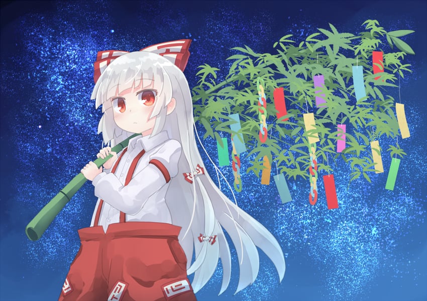 fujiwara no mokou (touhou) drawn by kibisake
