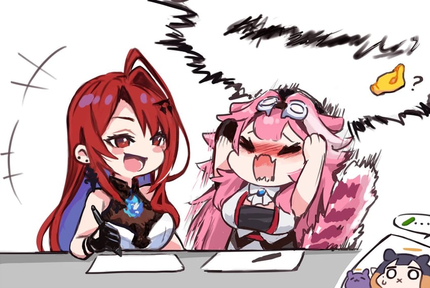ninomae ina'nis, takodachi, raora panthera, and elizabeth rose bloodflame (hololive and 1 more) drawn by yuuyu_(777)