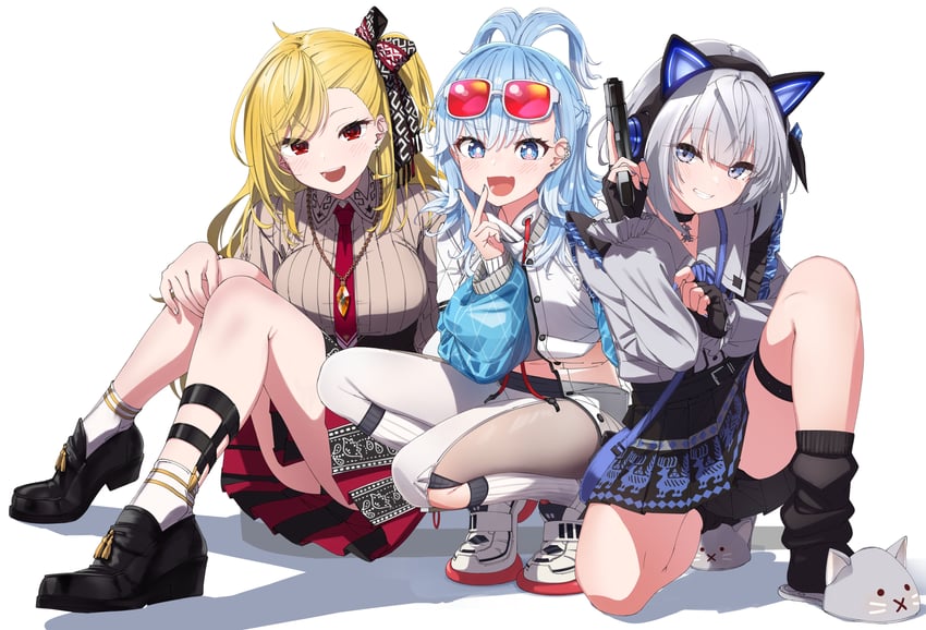 kaela kovalskia, kobo kanaeru, and vestia zeta (hololive and 1 more) drawn by shinomu_(cinomoon)