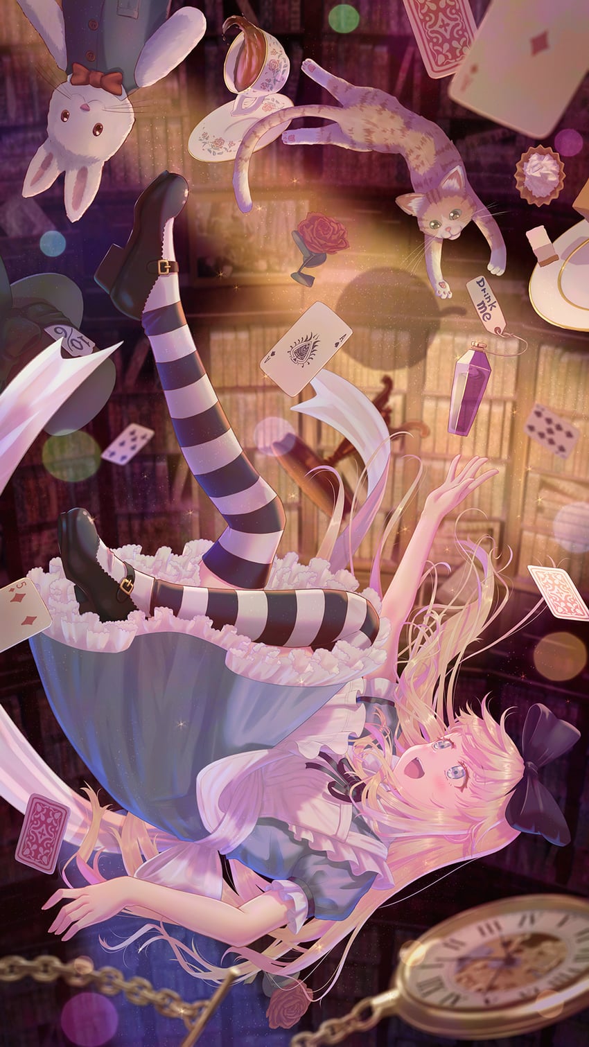 alice and white rabbit (alice's adventures in wonderland) drawn by higeneko