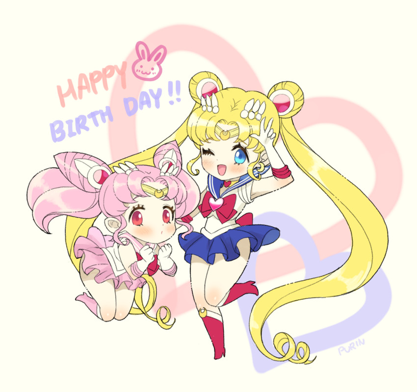 tsukino usagi, sailor moon, chibi usa, and sailor chibi moon (bishoujo senshi sailor moon and 1 more) drawn by purin_(dillahooni)