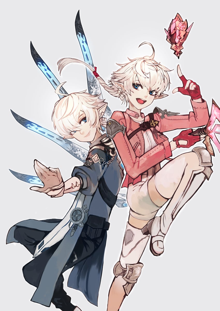 alisaie leveilleur, red mage, alphinaud leveilleur, and sage (final fantasy and 1 more) drawn by edamamebig
