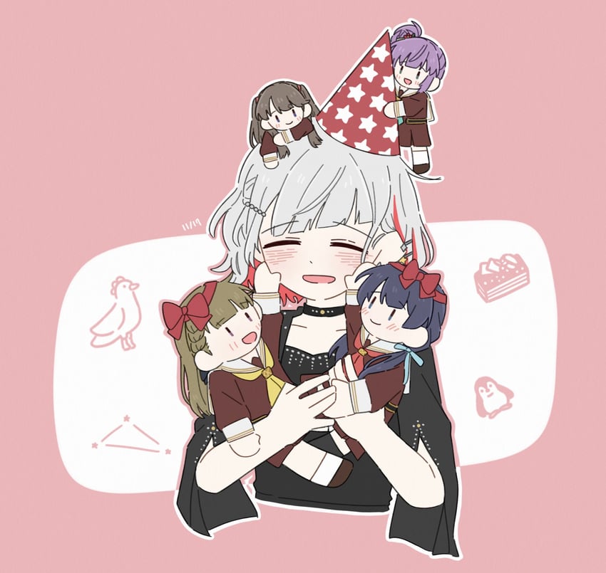 fujishima megumi, otomune kozue, murano sayaka, yugiri tsuzuri, and kachimachi kosuzu (love live! and 1 more) drawn by zueka27