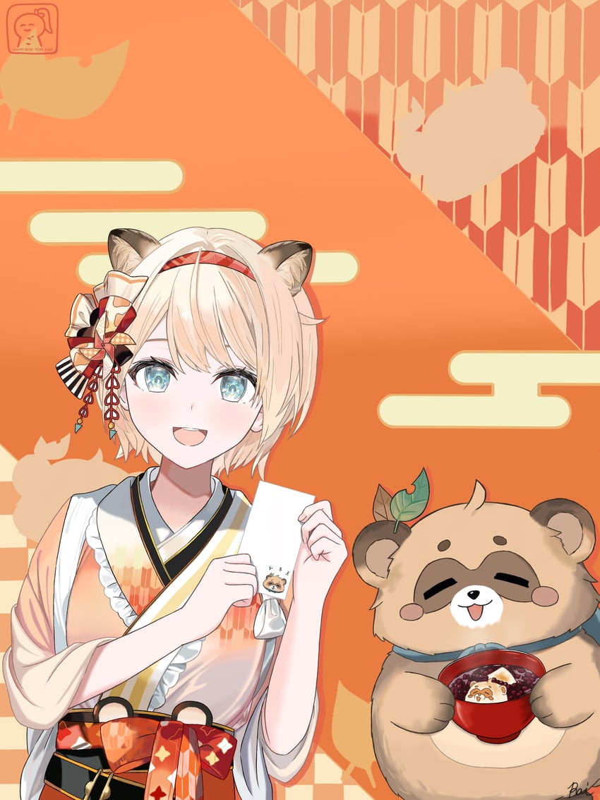 kazama iroha and pokobee (hololive) drawn by rai_(rai_drawing)