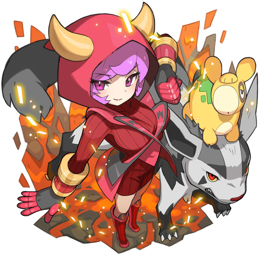 courtney, mightyena, and numel (pokemon and 1 more) drawn by saitou_naoki