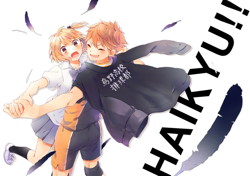 hinata shouyou and yachi hitoka (haikyuu!!) drawn by kama_(satoyan)