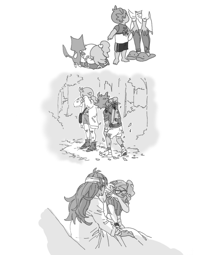 leon, sonia, purrloin, and hop's mother (pokemon and 1 more) drawn by mochimaru_(2mcmr)