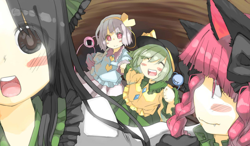 komeiji koishi, komeiji satori, kaenbyou rin, and reiuji utsuho (touhou) drawn by usalxlusa