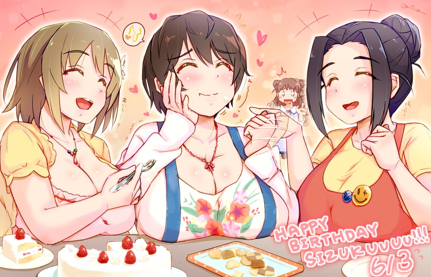 mimura kanako, oikawa shizuku, munakata atsumi, and ebihara naho (idolmaster and 1 more) drawn by ikinari_mojio