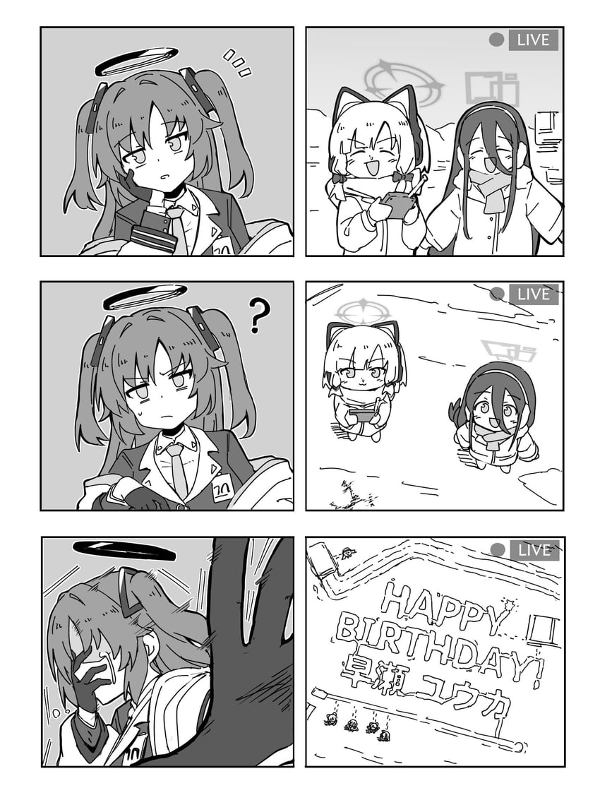 sensei, yuuka, doodle sensei, aris, momoi, and 2 more (blue archive) drawn by togarashi_no_shinseki