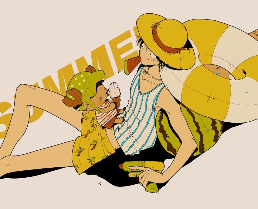 monkey d. luffy and tony tony chopper (one piece) drawn by numata_(oioioioiai)