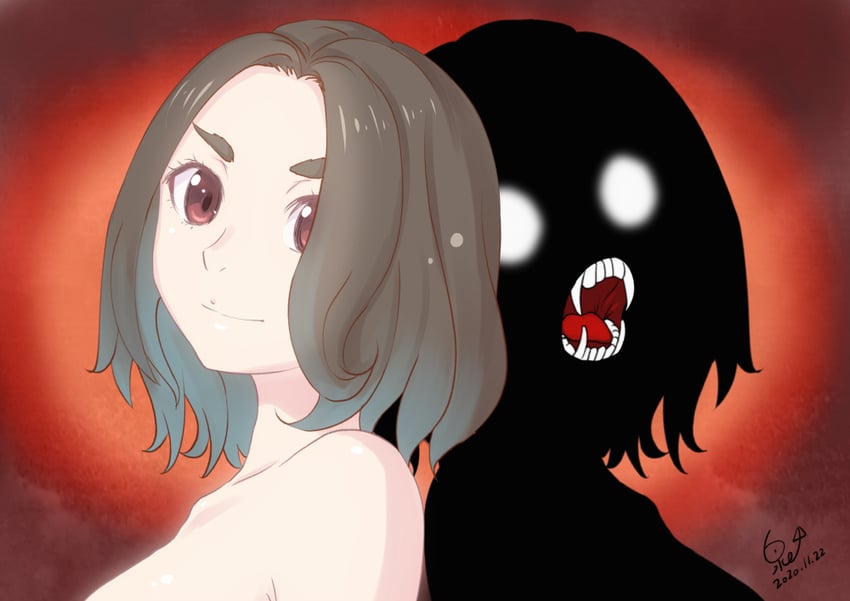 gaen tooe and rainy devil (monogatari and 1 more) drawn by huumoon