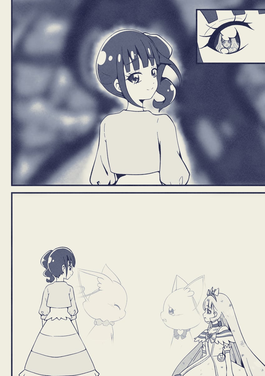 nekoyashiki yuki, nekoyashiki mayu, and cure nyammy (precure and 1 more) drawn by @est@