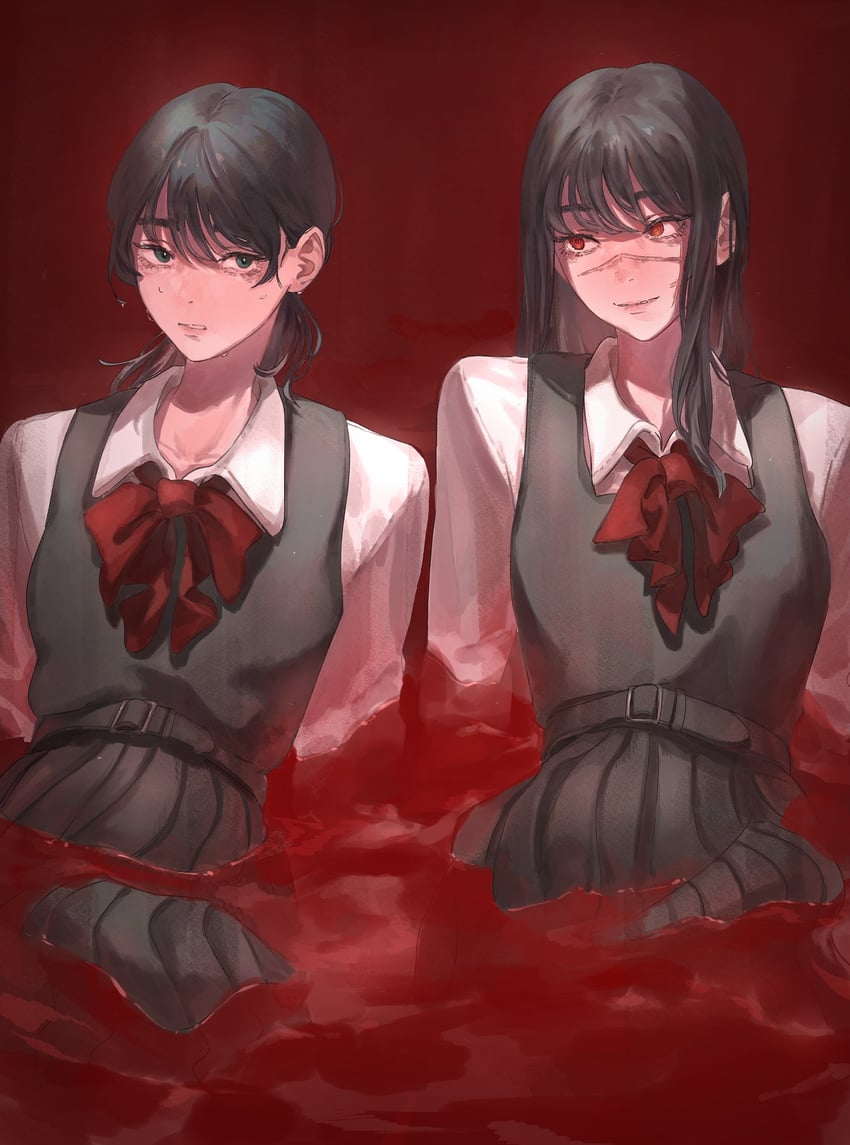 yoru and mitaka asa (chainsaw man) drawn by yode
