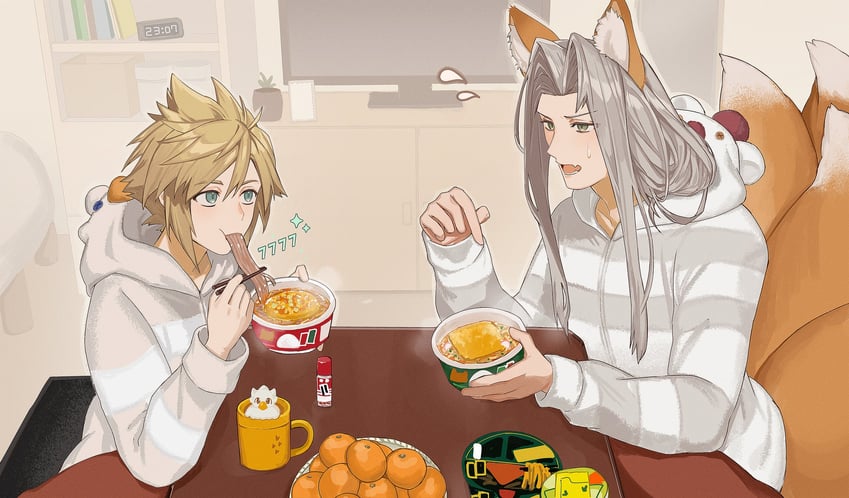 cloud strife, sephiroth, and moogle (final fantasy and 4 more) drawn by keiseki1