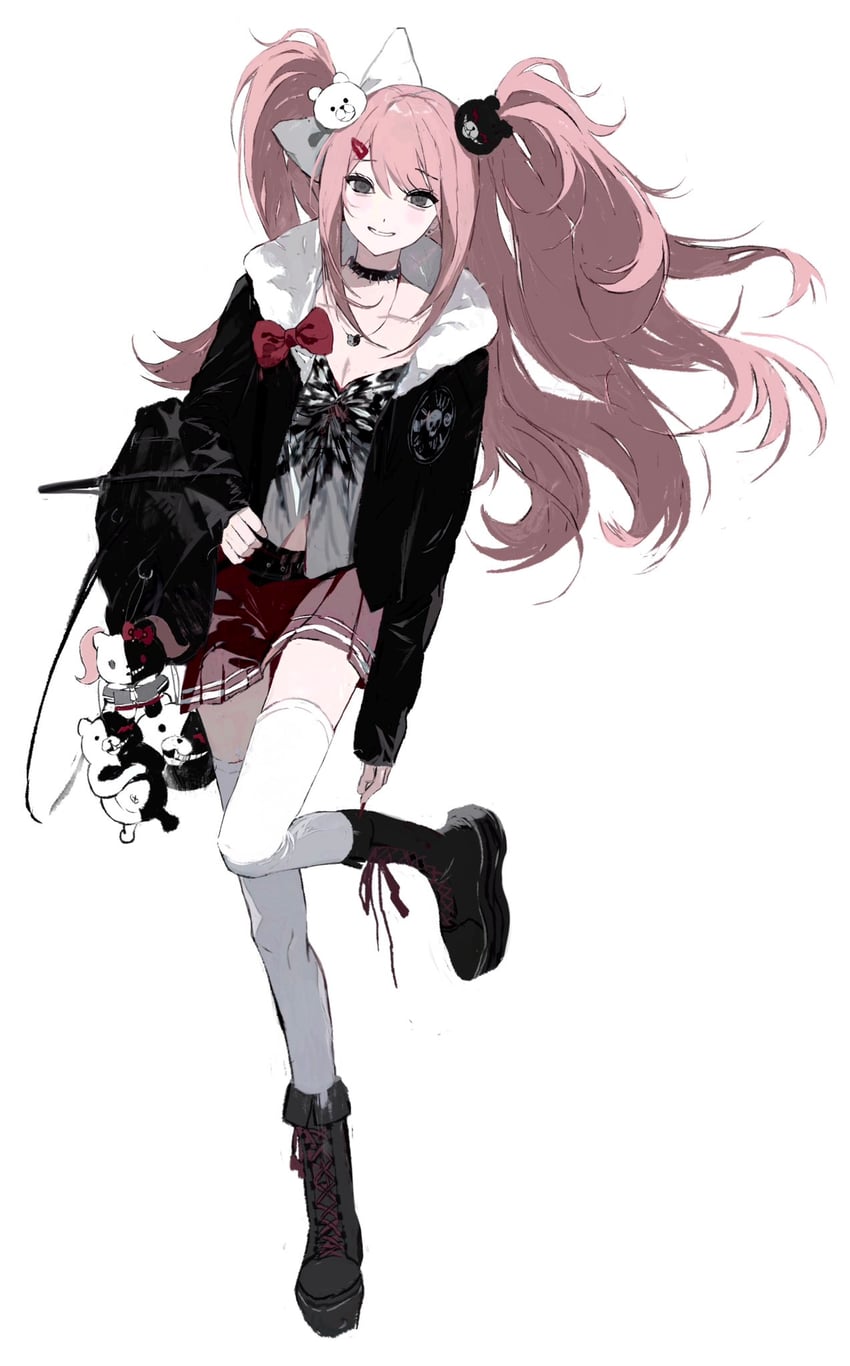 enoshima junko, monokuma, and hello kitty (danganronpa and 3 more) drawn by shuishuisama