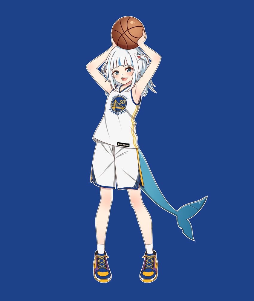 gawr gura and stephen curry (hololive and 3 more) drawn by snkagawa