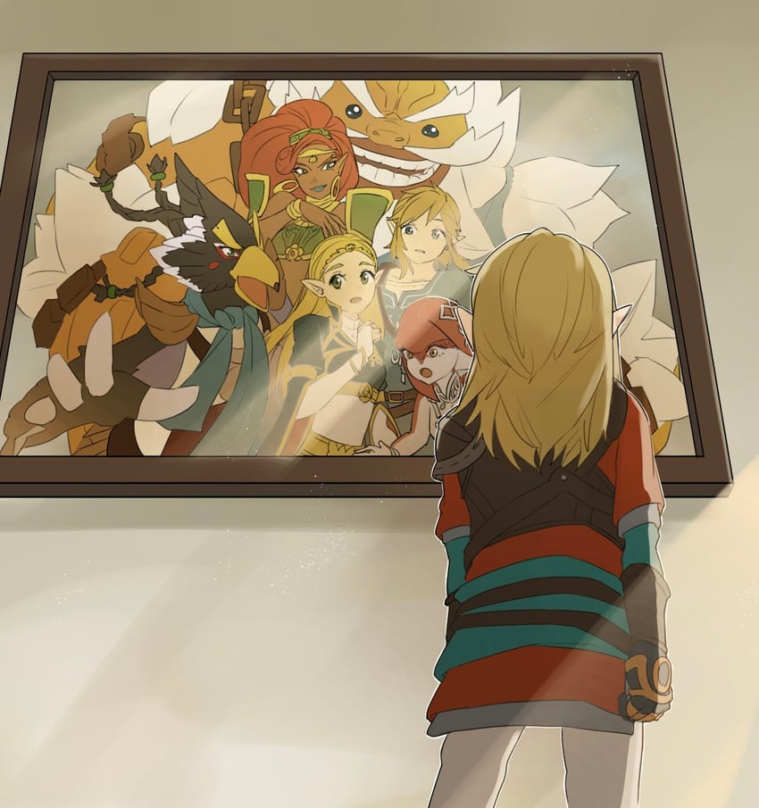 link, princess zelda, mipha, urbosa, revali, and 1 more (the legend of zelda and 2 more) drawn by maya_(mayamayammy)