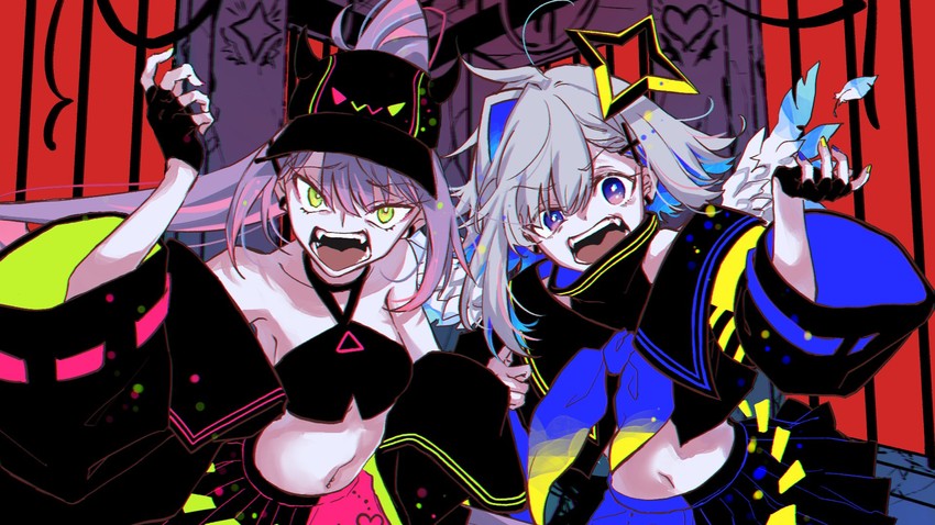 tokoyami towa, amane kanata, and bibi (hololive and 2 more) drawn by syukonbu