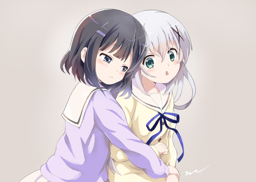 kafuu chino and fuiba fuyu (gochuumon wa usagi desu ka?) drawn by aayh